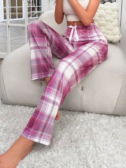 Plaid Print Sleepwear With Drawstring