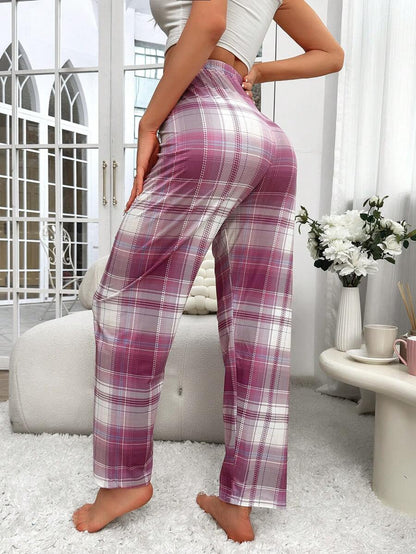 Plaid Print Sleepwear With Drawstring