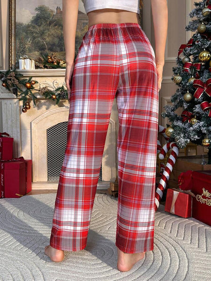 Plaid Print Sleepwear With Drawstring