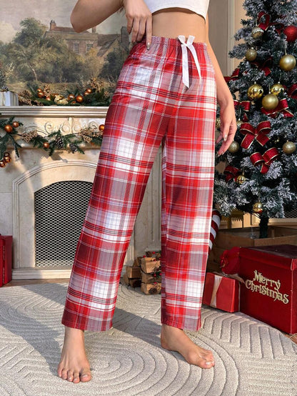 Plaid Print Sleepwear With Drawstring