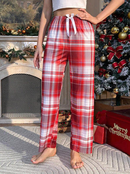 Plaid Print Sleepwear With Drawstring