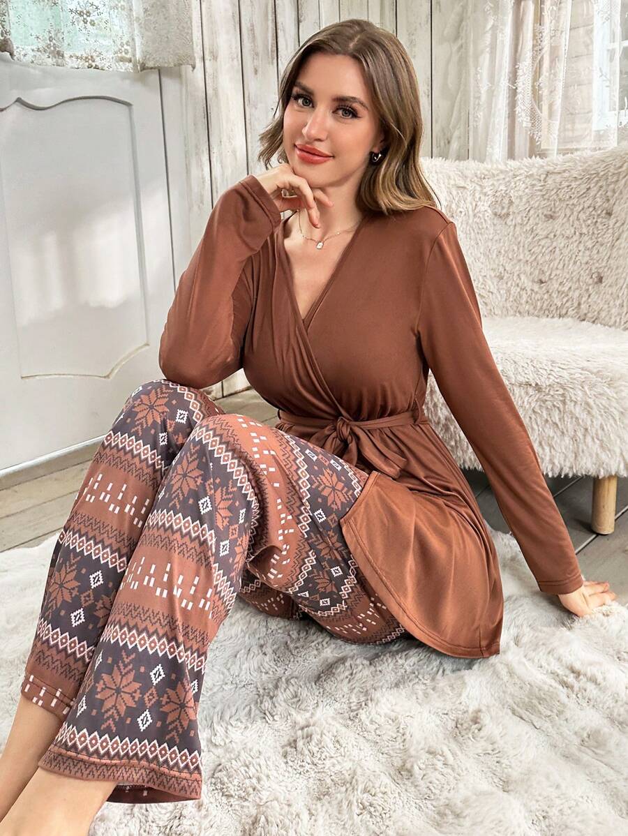 Solid Color 3 Piece Top And Pants Set