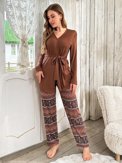 Solid Color 3 Piece Top And Pants Set