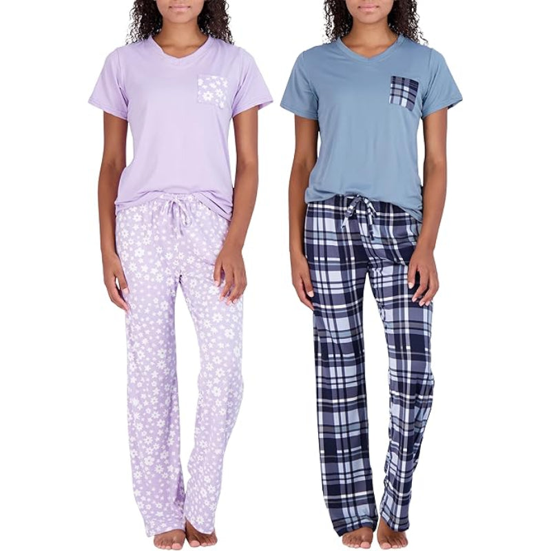 2 Piece Pajama Pants And Short Sleeve Tee Set