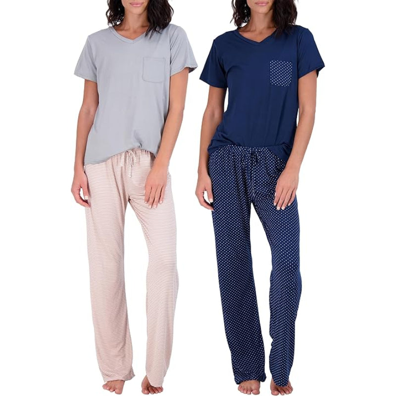 2 Piece Pajama Pants And Short Sleeve Tee Set