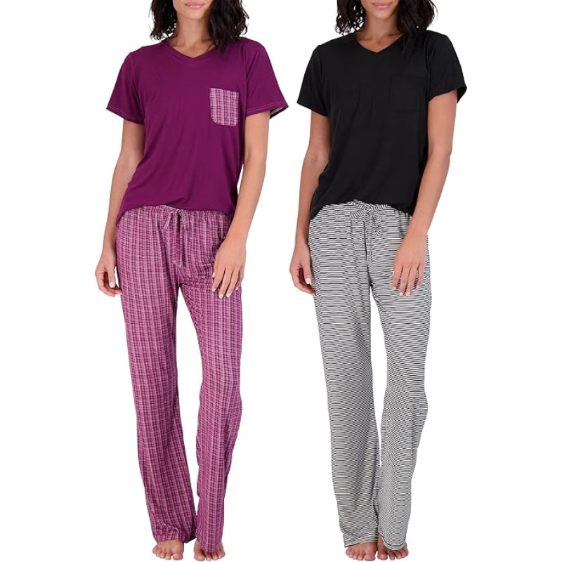 2 Piece Pajama Pants And Short Sleeve Tee Set