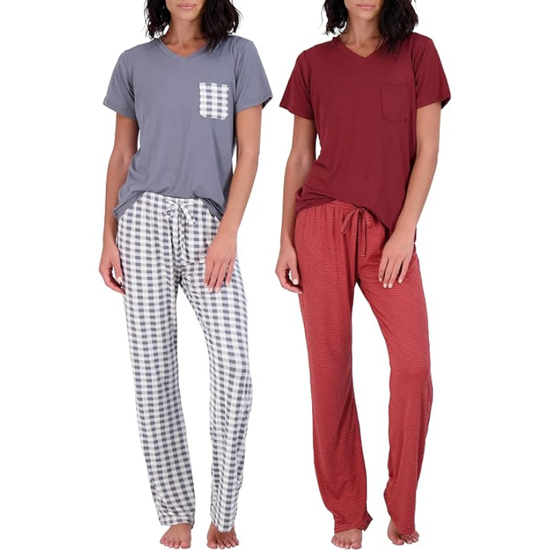 2 Piece Pajama Pants And Short Sleeve Tee Set