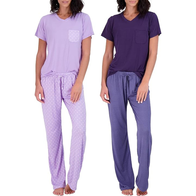 2 Piece Pajama Pants And Short Sleeve Tee Set