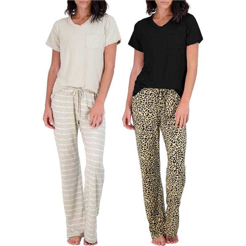 2 Piece Pajama Pants And Short Sleeve Tee Set