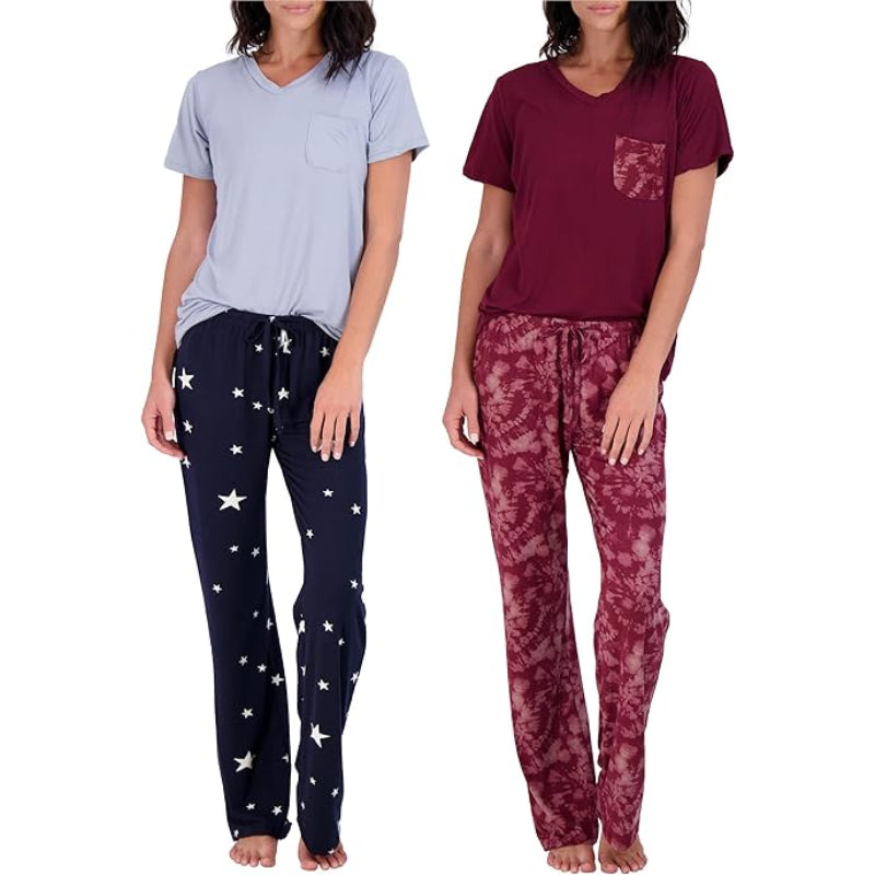 2 Piece Pajama Pants And Short Sleeve Tee Set