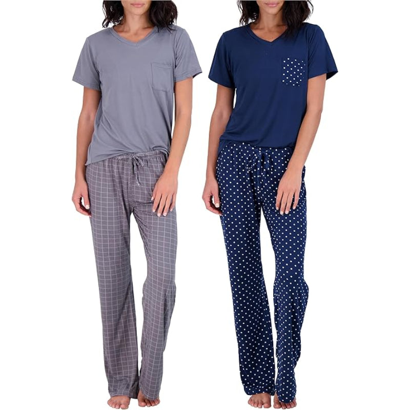 2 Piece Pajama Pants And Short Sleeve Tee Set