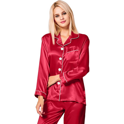 Long Sleeve Satin Button Down Sleepwear Pajama Set