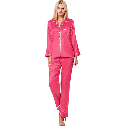 Long Sleeve Satin Button Up Pajama Set