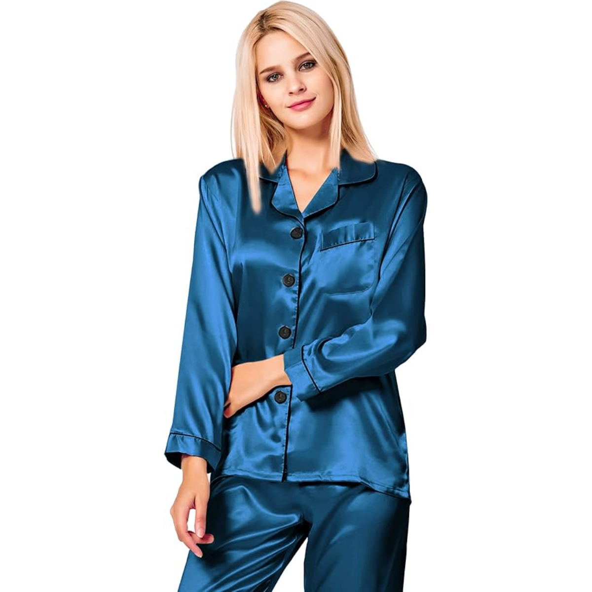 Long Sleeve Satin Button Up Pajama Set