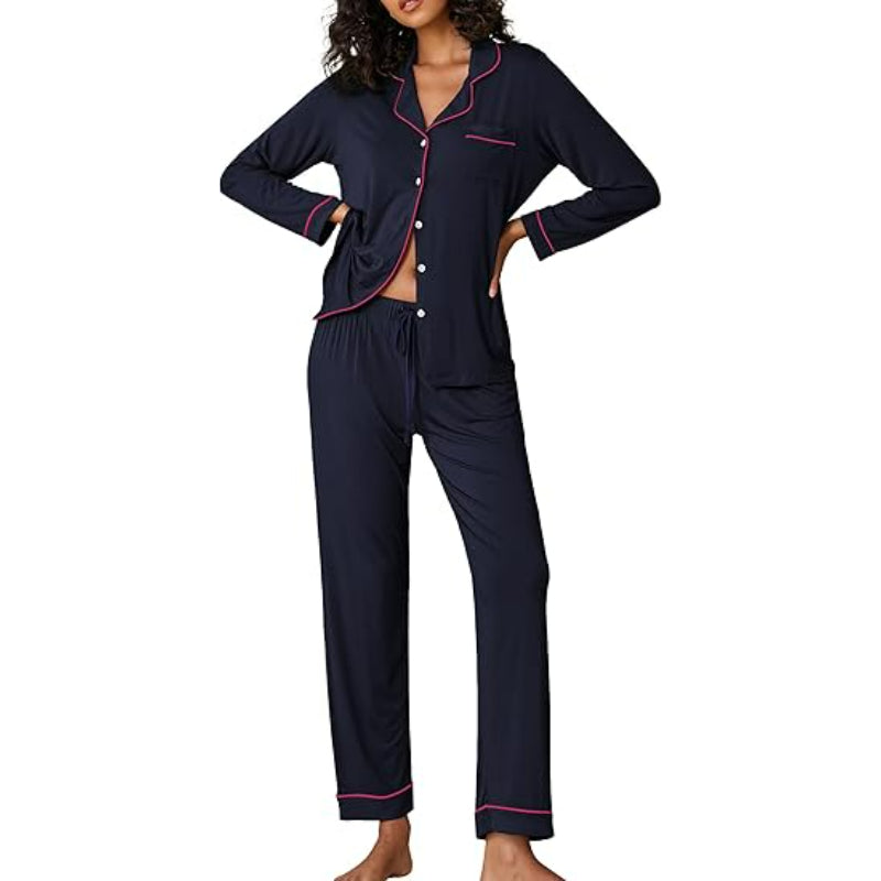 Long Sleeve Button Down Lounge Wear Set