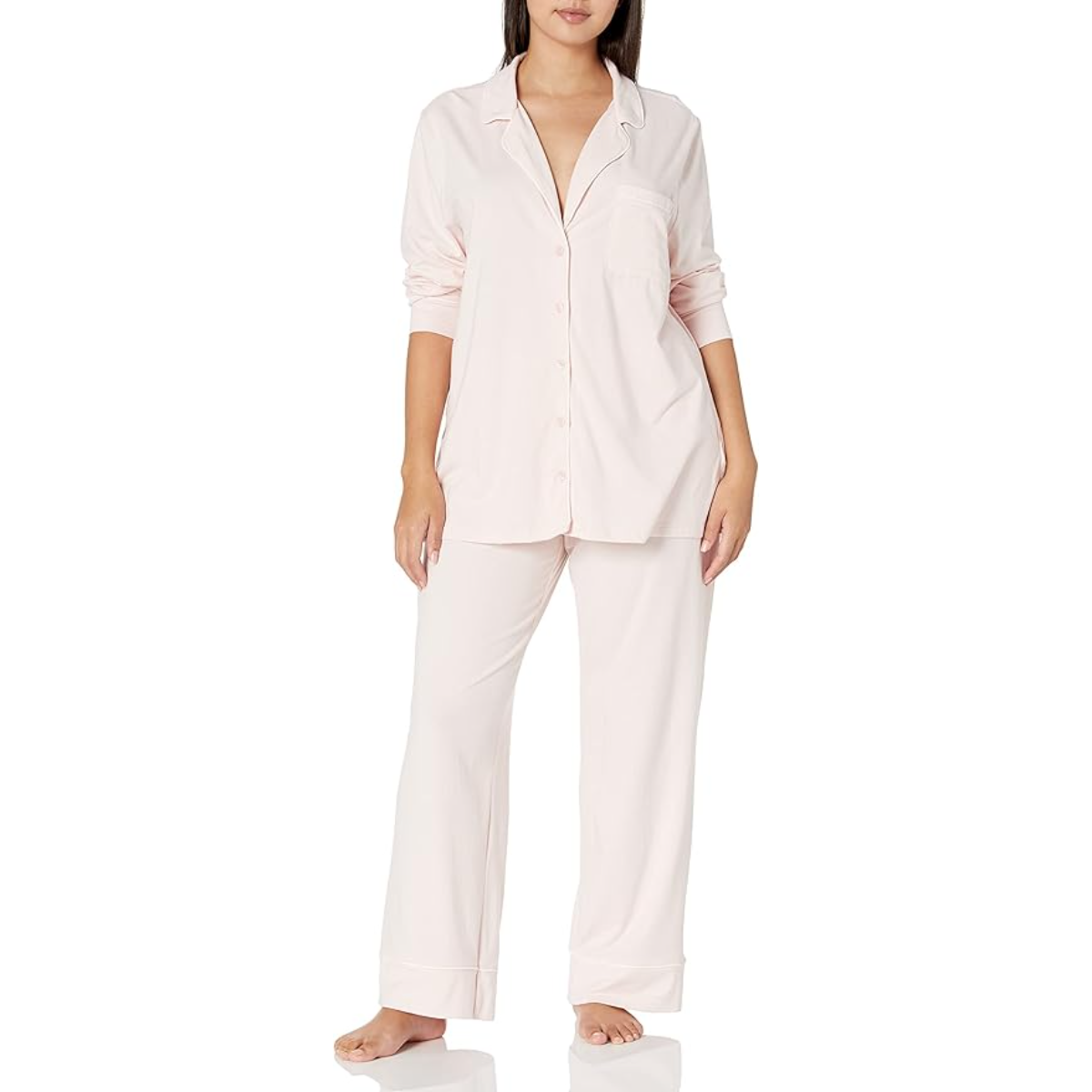 Long Sleeve Button Down Pajama Set With Adjustable Pants