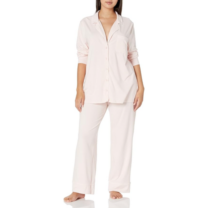 Long Sleeve Button Down Pajama Set With Adjustable Pants