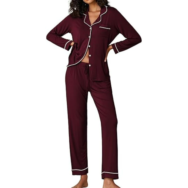 Button Down Long Sleeve Lounge Set