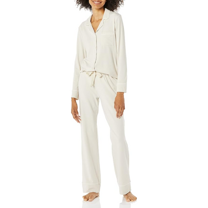 Long Sleeve Button Down Pajama Set With Adjustable Pants