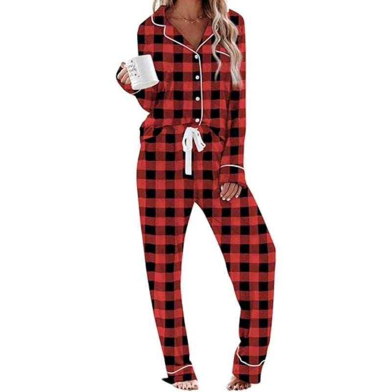 Classic Plaid Long Sleeve Pajama Set