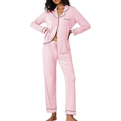 Long Sleeve Button Down Lounge Wear Set