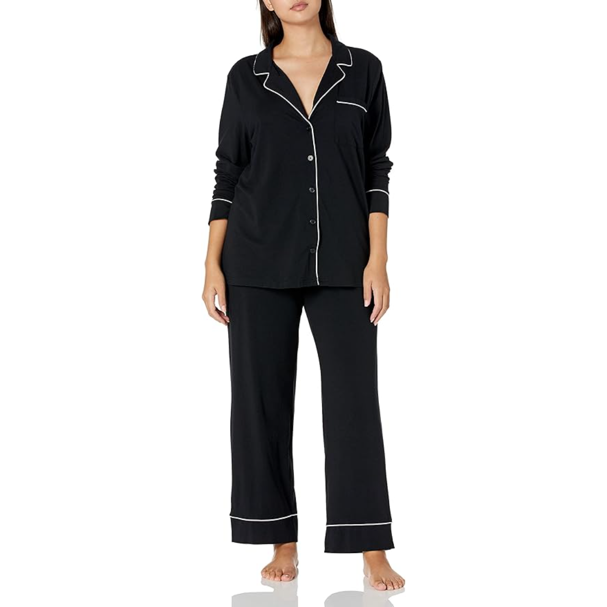 Long Sleeve Button Down Pajama Set With Adjustable Pants