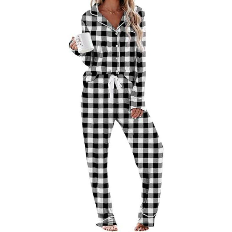 Classic Plaid Long Sleeve Pajama Set