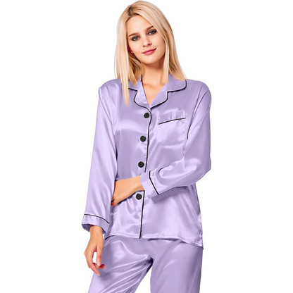 Long Sleeve Satin Button Down Sleepwear Pajama Set