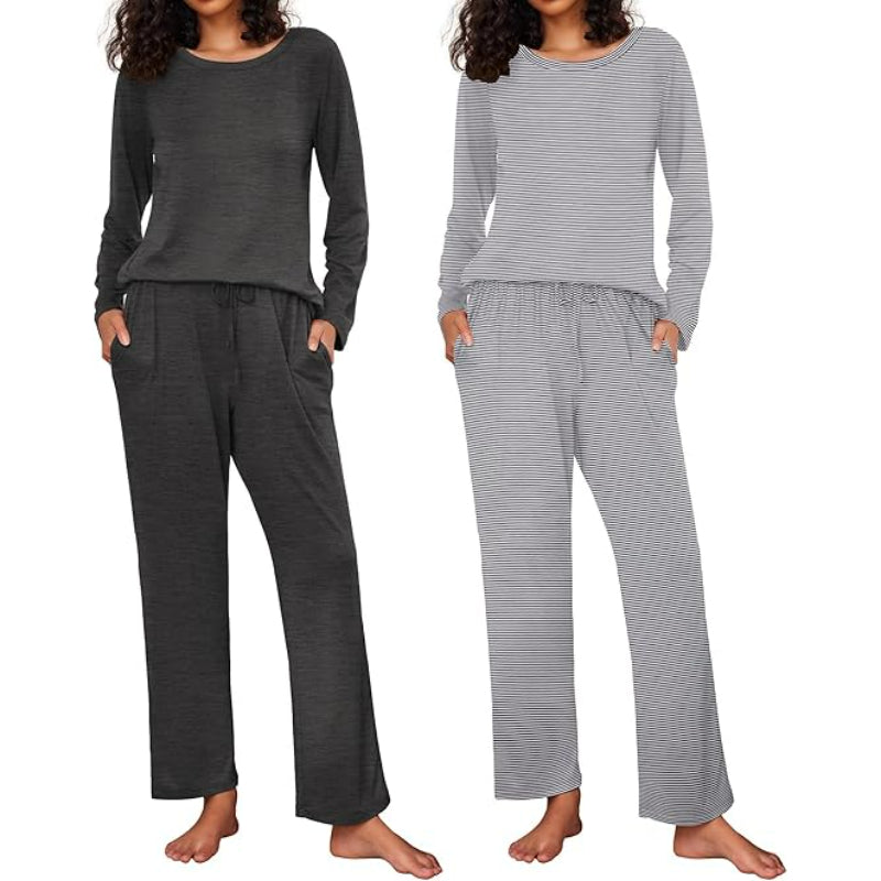 Pack Of 2 Long Sleeve Loungewear Sleepwear Set