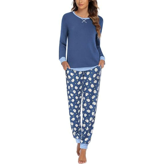 Abstract Printed Pajama Set With Elastic Waistband