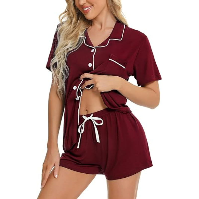 Short Sleeve Button Down Sleepwear Set