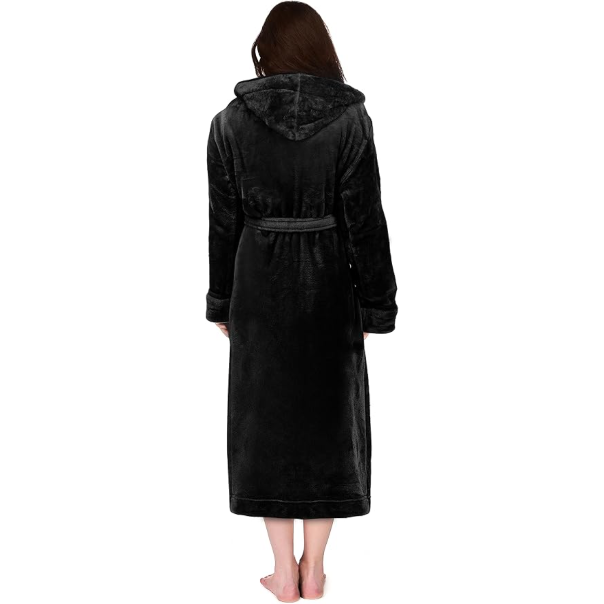 Hooded Fleece Flannel Plush Robe With Pockets