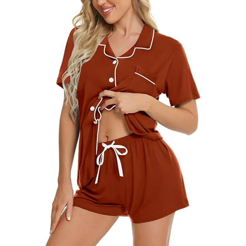 Short Sleeve Button Down Sleepwear Set