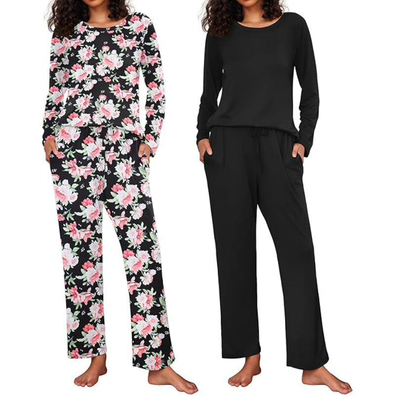 Pack Of 2 Long Sleeve Loungewear Sleepwear Set