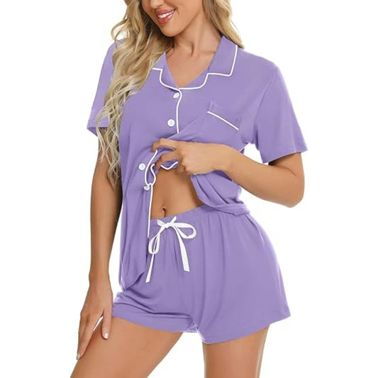 Short Sleeve Button Down Sleepwear Set