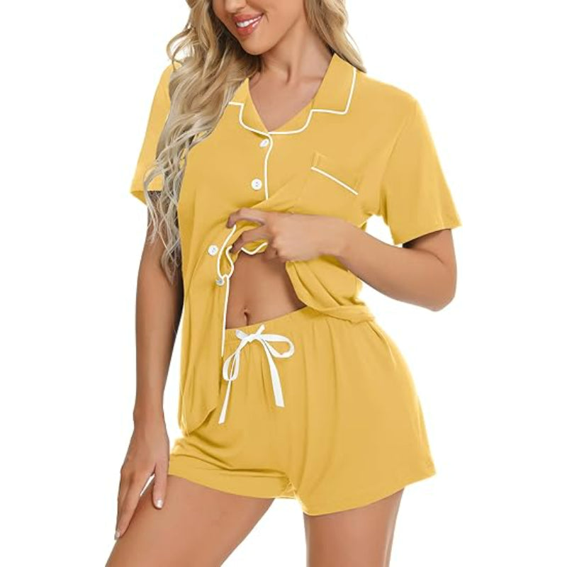 Short Sleeve Button Down Sleepwear Set