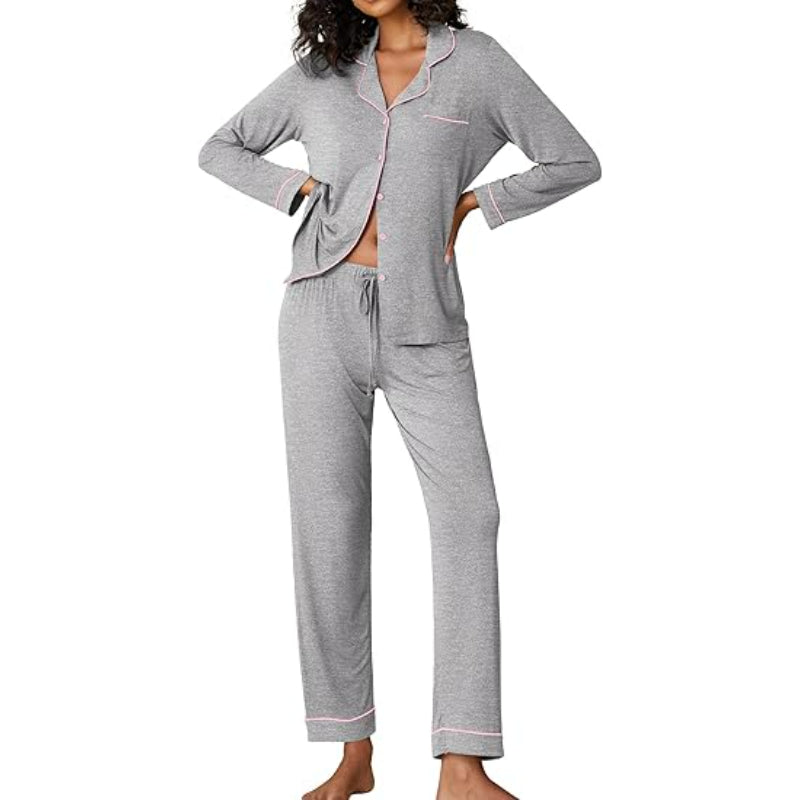 Long Sleeve Button Down Lounge Wear Set