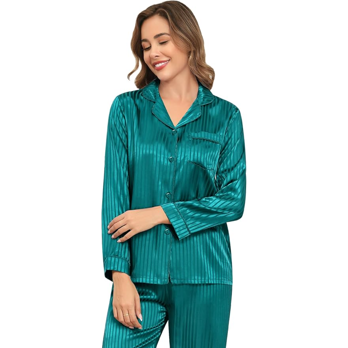 Striped Long Sleeve Satin Pajama Set