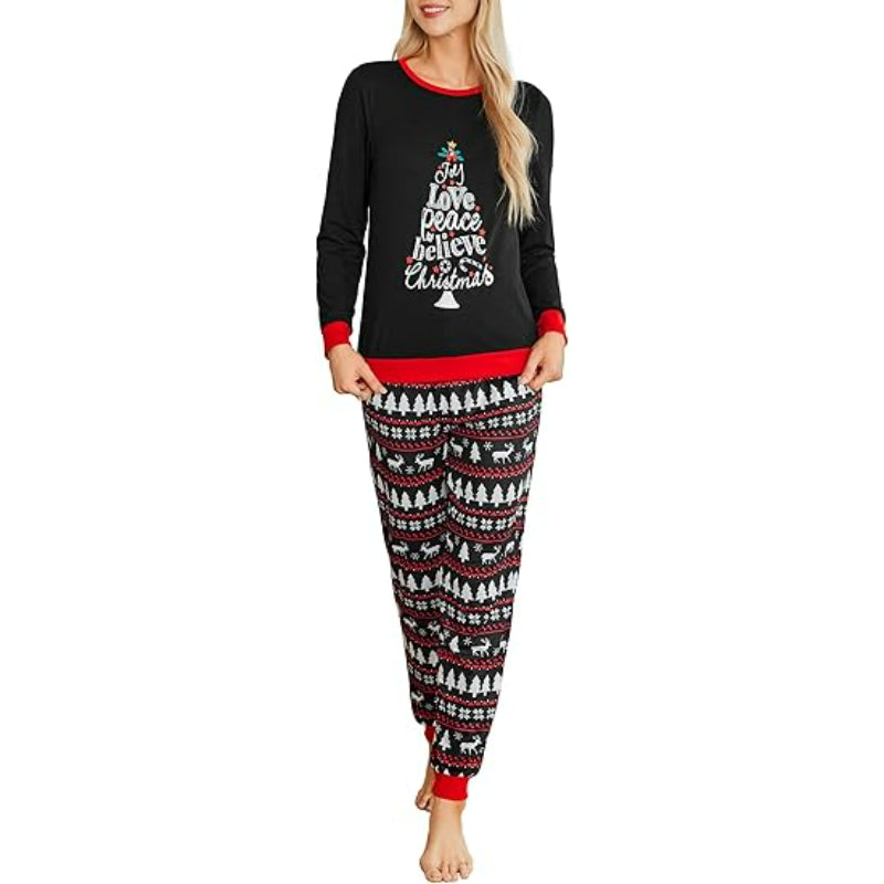 Abstract Printed Pajama Set With Elastic Waistband