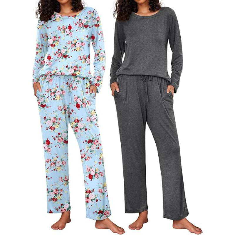 Pack Of 2 Long Sleeve Loungewear Sleepwear Set