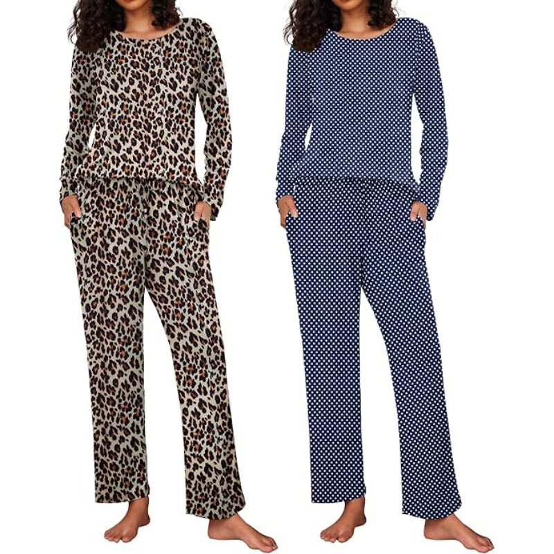 Pack Of 2 Long Sleeve Loungewear Sleepwear Set