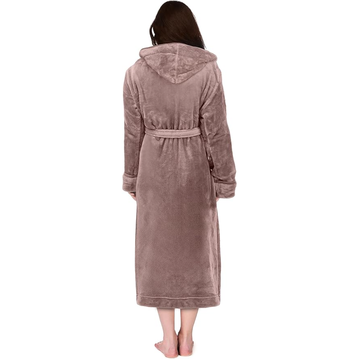 Hooded Fleece Flannel Plush Robe With Pockets