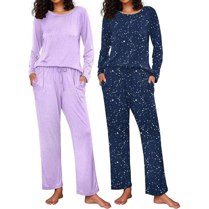 Pack Of 2 Long Sleeve Loungewear Sleepwear Set