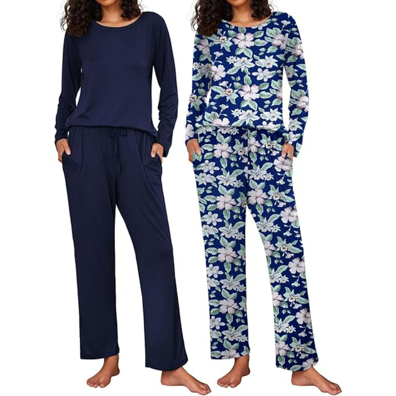 Pack Of 2 Long Sleeve Loungewear Sleepwear Set