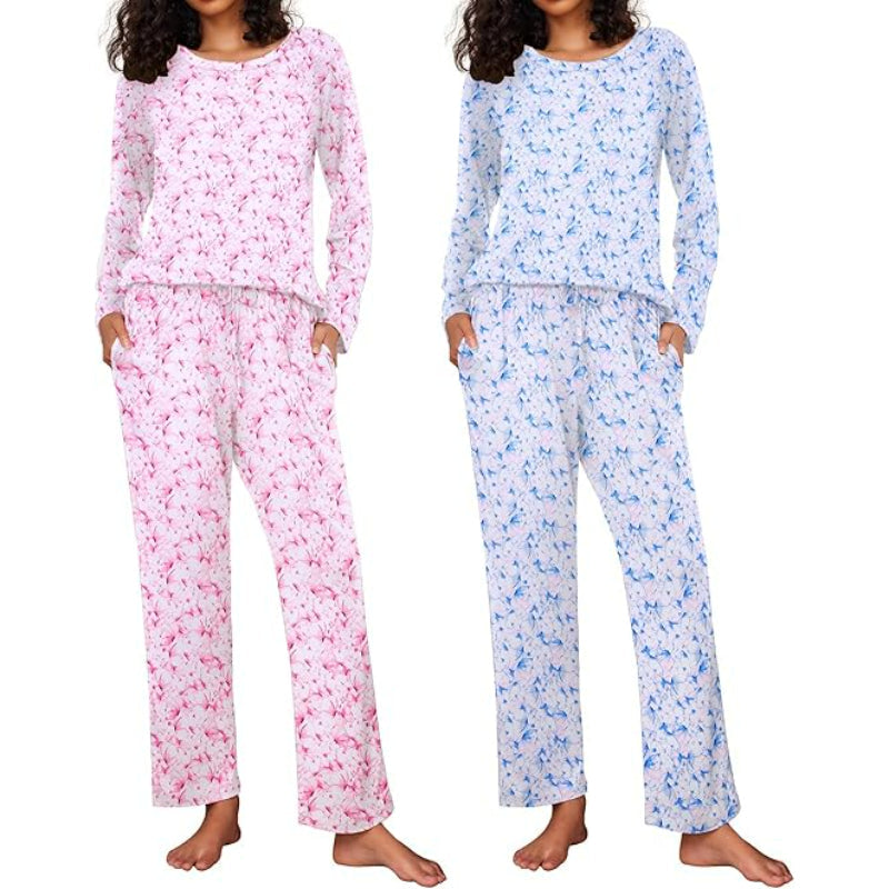 Pack Of 2 Long Sleeve Loungewear Sleepwear Set