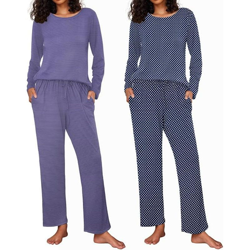 Pack Of 2 Long Sleeve Loungewear Sleepwear Set