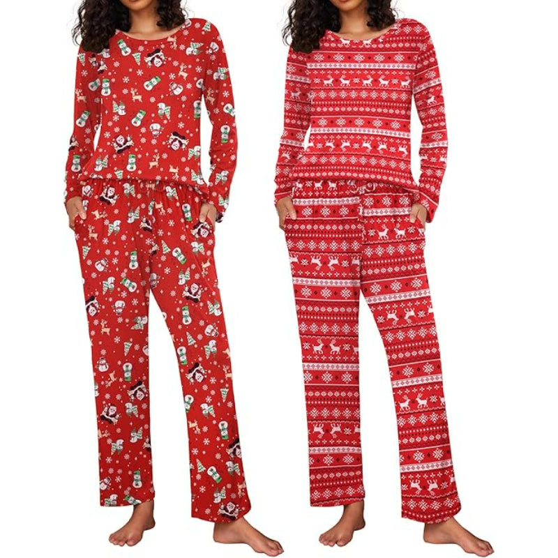 2 Pack Festive Christmas Themed Pajama Set