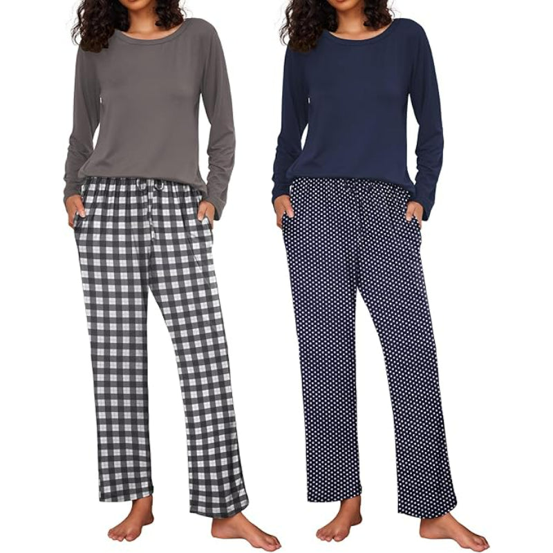 Pack Of 2 Long Sleeve Loungewear Sleepwear Set