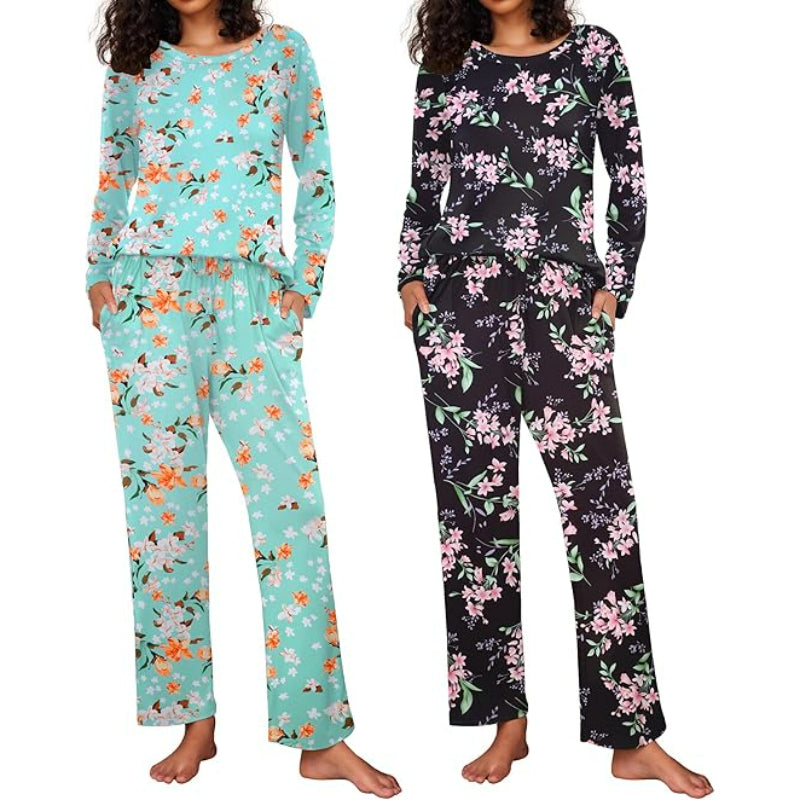 Pack Of 2 Long Sleeve Loungewear Sleepwear Set