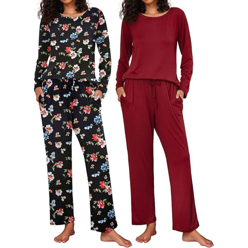 Pack Of 2 Long Sleeve Loungewear Sleepwear Set